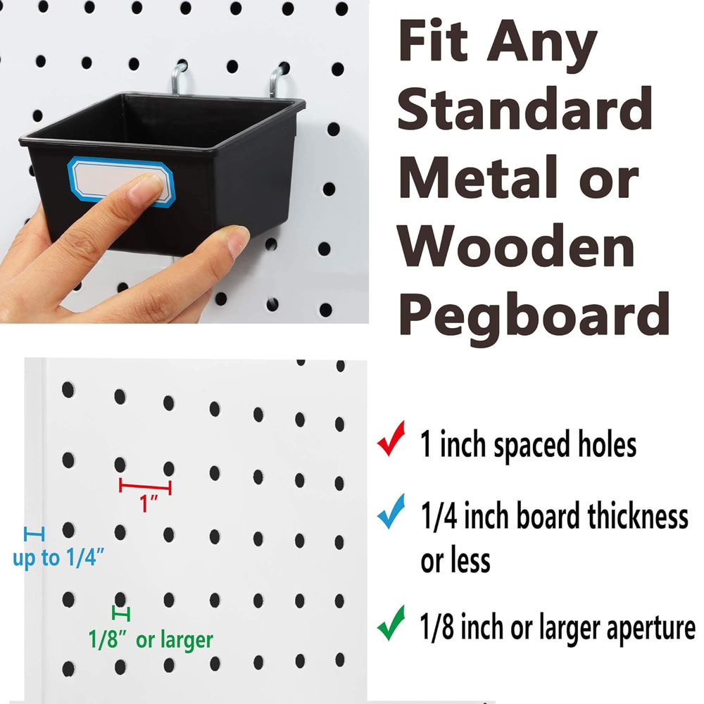 Pegboard Hooks Assortment, for Organizing Various Tools, with Pegboard Bins, 107