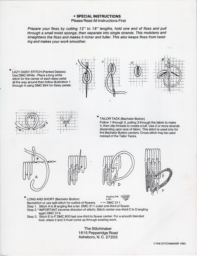 "A Tender Message" ©1982 The Stitchmaker Needlecraft Chart Pattern Leaflet
