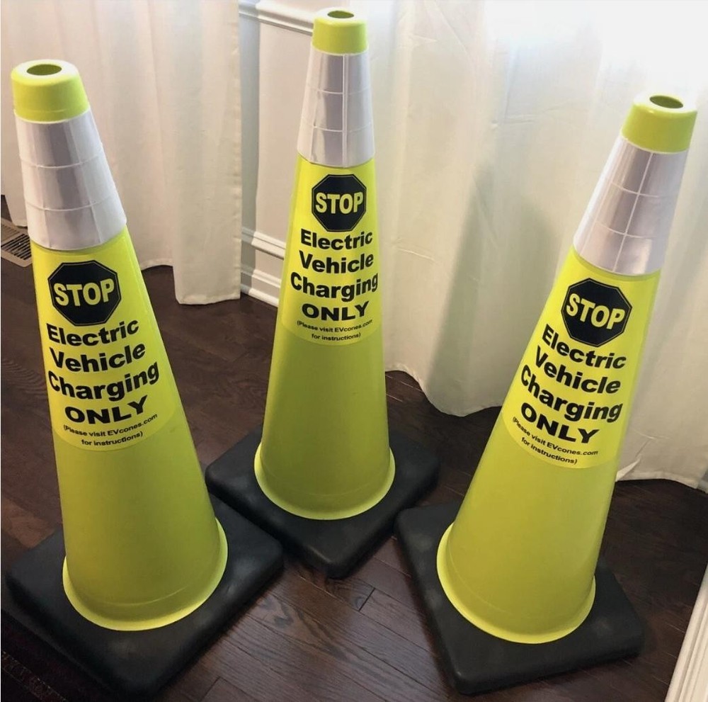 EV Charging Parking / Traffic Cone Labels EV CHARGING ONLY / EVCONES / 2 Labels