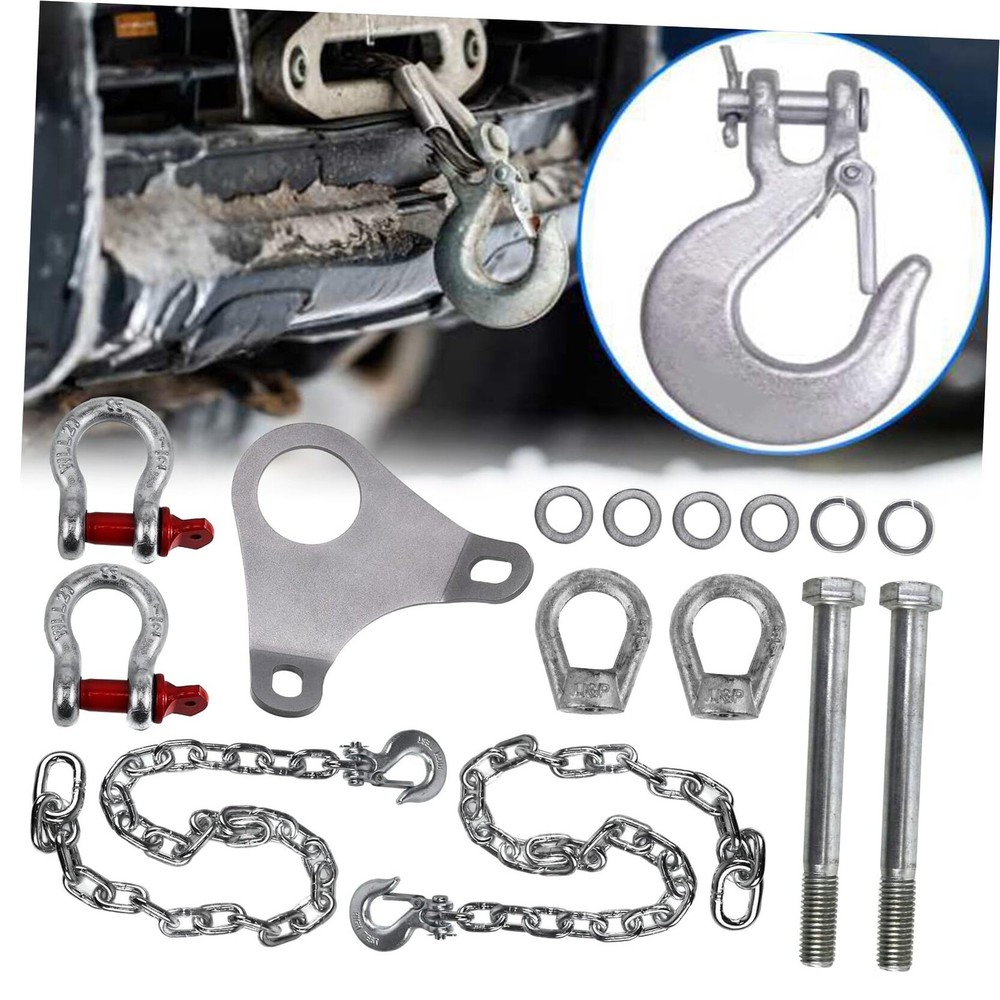 Trailer Ultimate Connection Safety Chains Kit  Silver Safety Chains with Plate