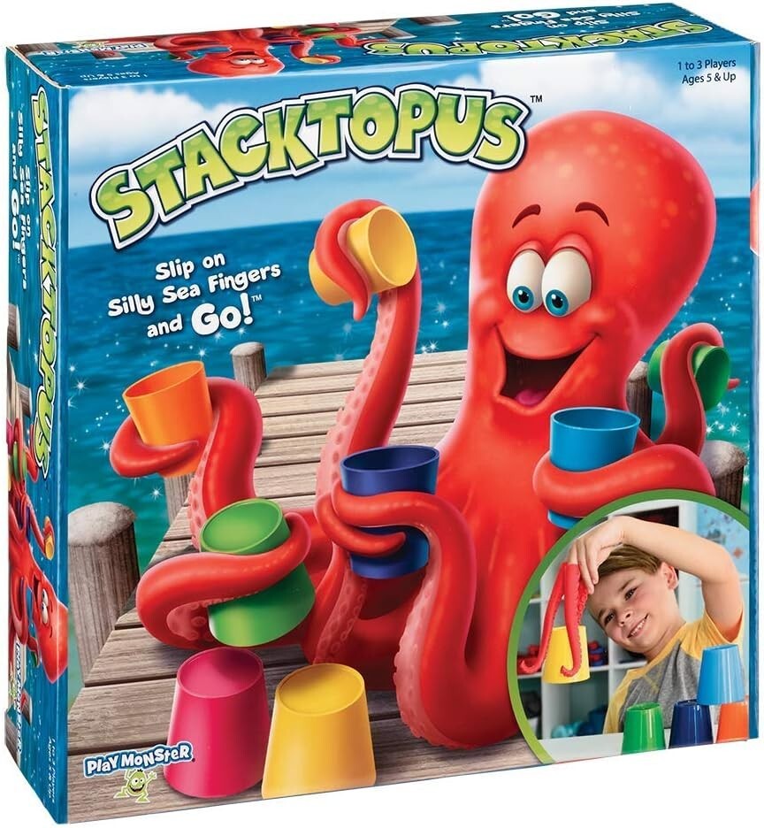PlayMonster Stacktopus Kids' Game Use Silly Sea Octopus Fingers to Stack Cups