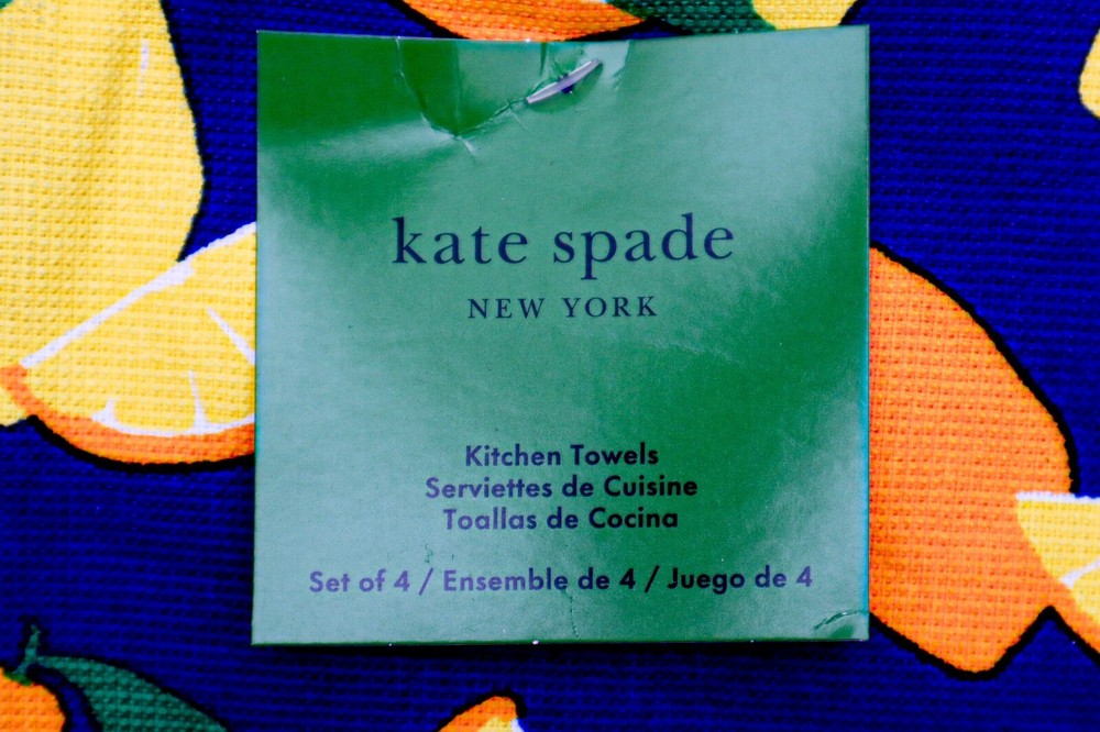 Kate Spade Lemon Party & Spring Gingham Kitchen Towels 4-Pack 100% Cotton