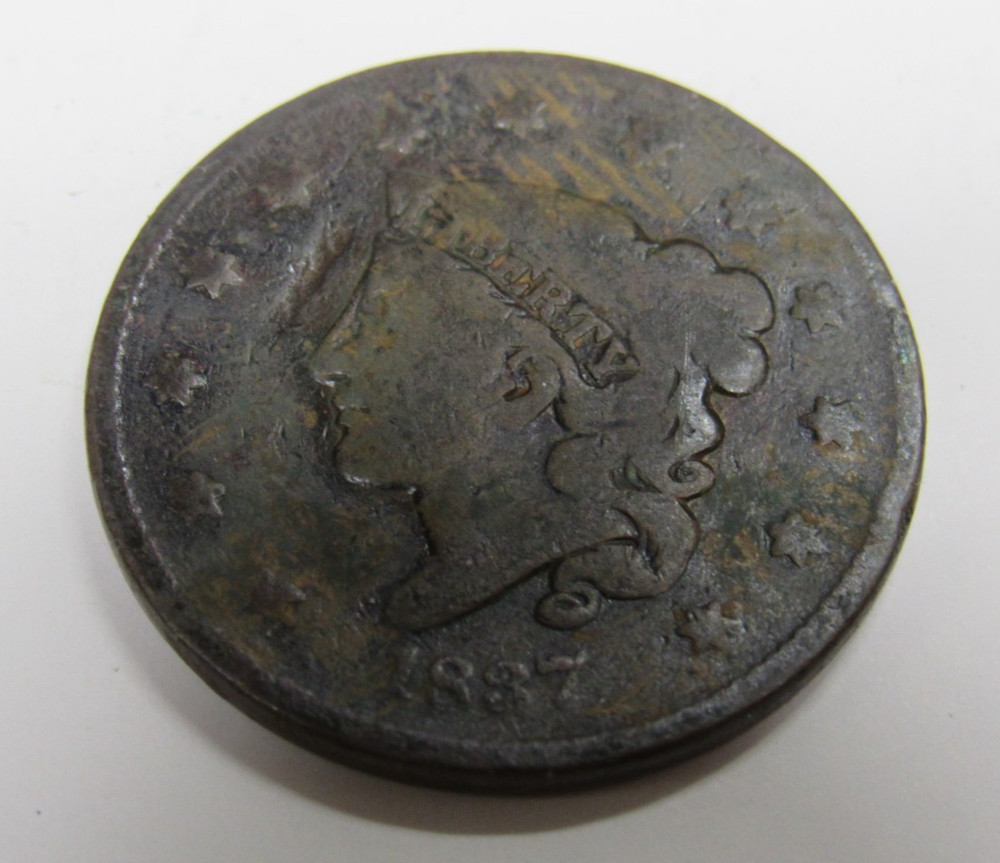 U.S. 1837 CORONET HEAD LARGE ONE CENT GOOD CONDITION *
