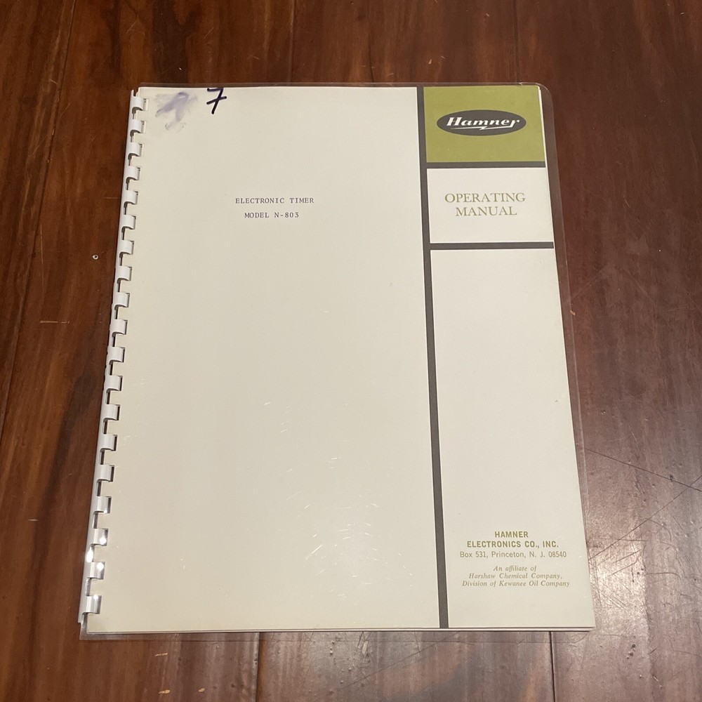 Hamner Model N-803 Electronic Timer Operating Manual