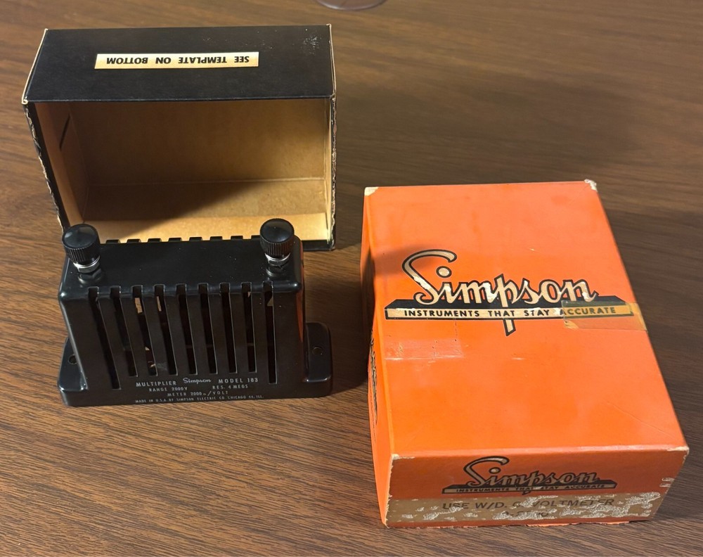 Vintage Simpson Model 183 Multiplier Range 2000V/Res 4 MEGS - new/open box