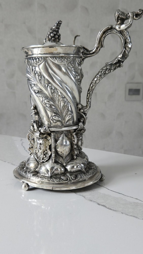 EXCEPTIONAL EXTRA LARGE GERMAN SILVER TANKARD