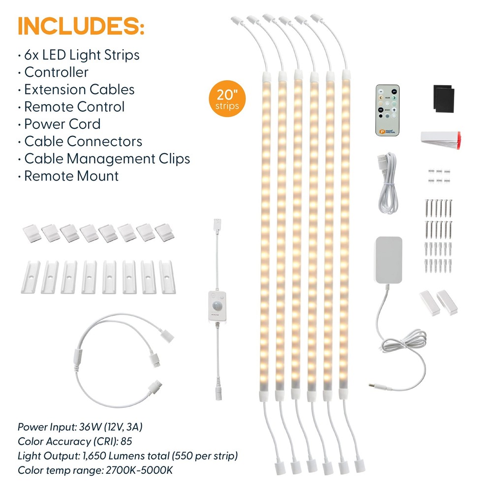 Power Practical Under Cabinet LED Light Kit for Kitchen 6 Lighting Strips, P...