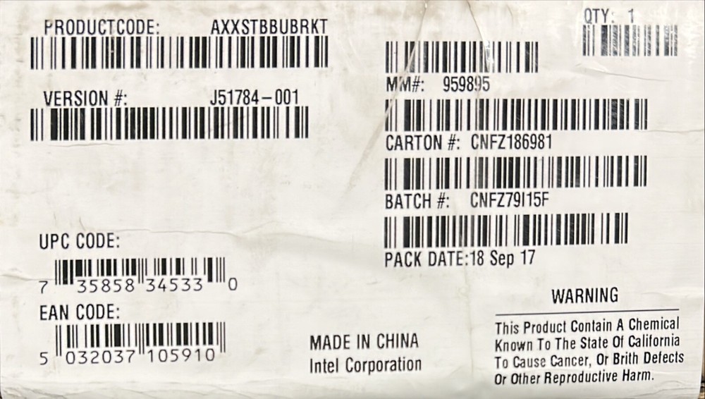 Intel AXXSTBBUBRKT BBU Bracket Kit NEW BROWN BOX