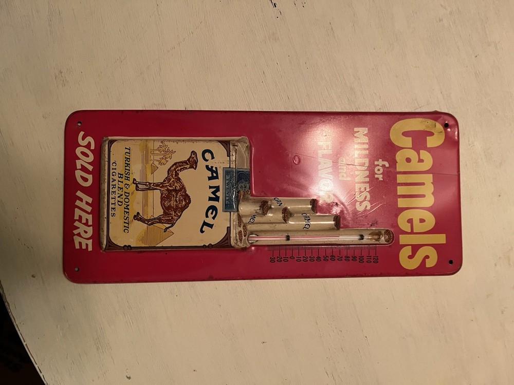Original CAMEL Cigarettes Thermometer Advertising Sign