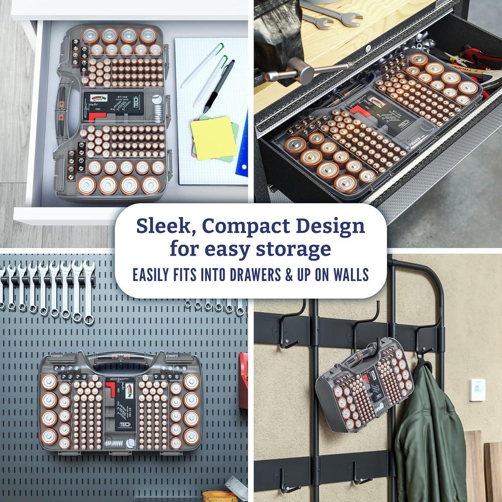 Durable Plastic Battery Storage Case, Clear Lid & Locking Mechanism for Security