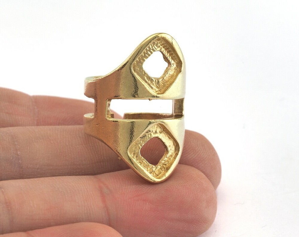Ring Adjustable Ring Bezel - Raw brass 17mm 6.5US inner size - Adjustable 3382