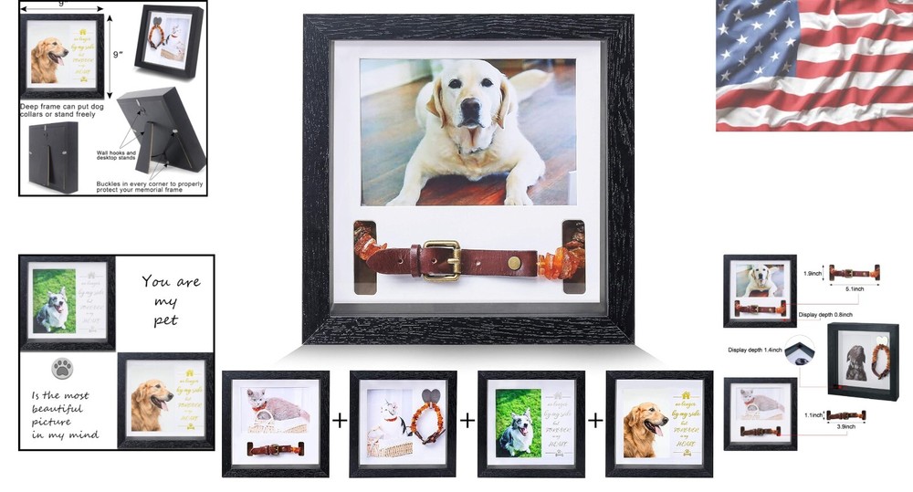 Elegant 9x9 Pet Picture Frame with Collars - Heartfelt Memory Keepsake