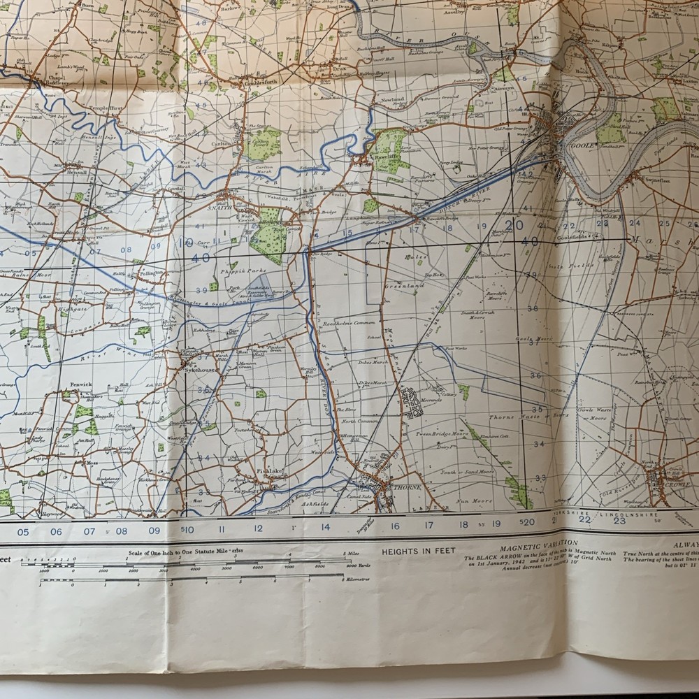 WW2 British Army War Office 1941 Dated Goole & Pontefract Map