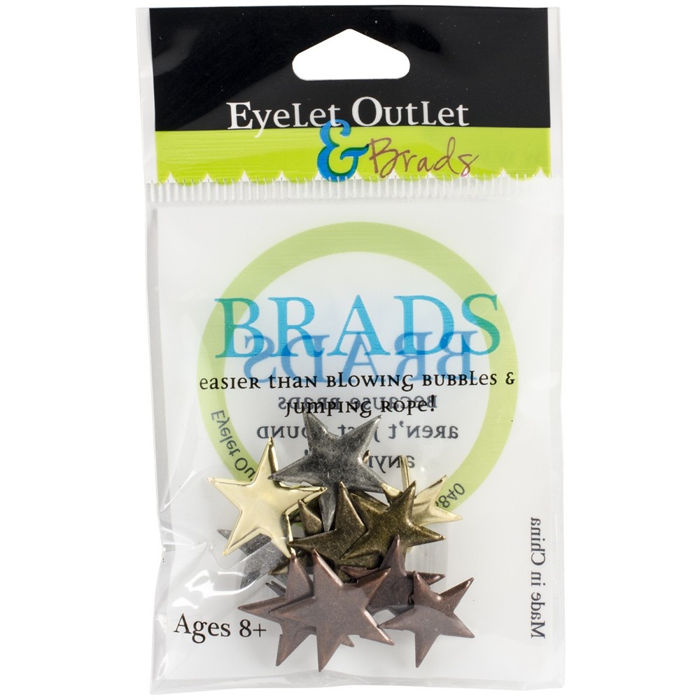 Eyelet Outlet Shape Brads 12/Pkg-Star - 6 Pack