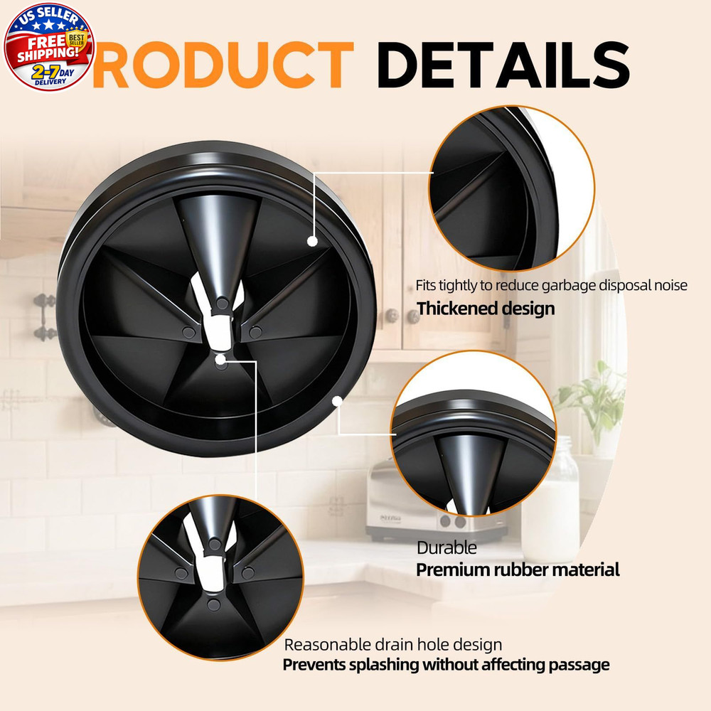 2pc Garbage Disposal Splash Guard 3 3/8" for InSinkErator Evolution 3 3/8", Blac