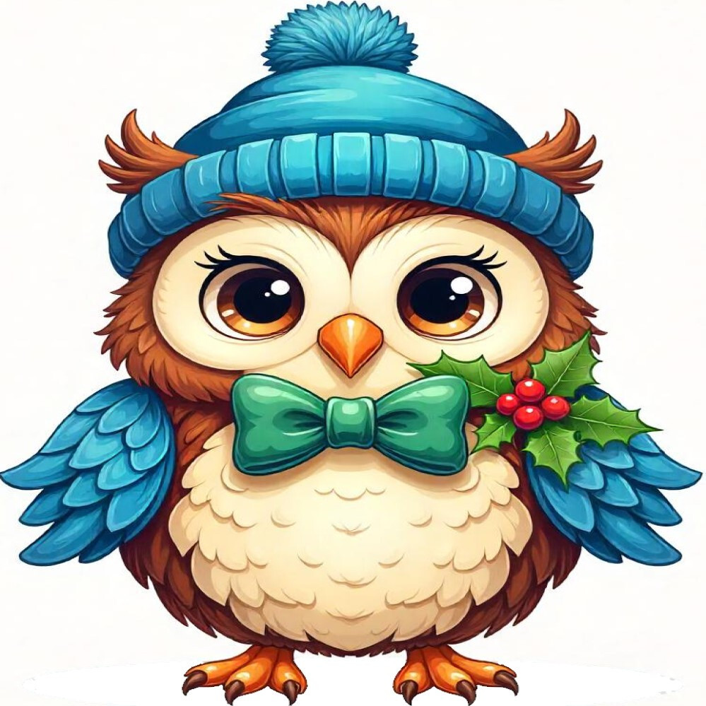 30 Custom Winter Holiday Owl Personalized Address Labels