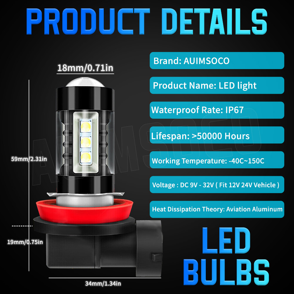 6x LED Headlight Bulbs Cool White Super Bright For Chrysler Pacifica 2017-2020