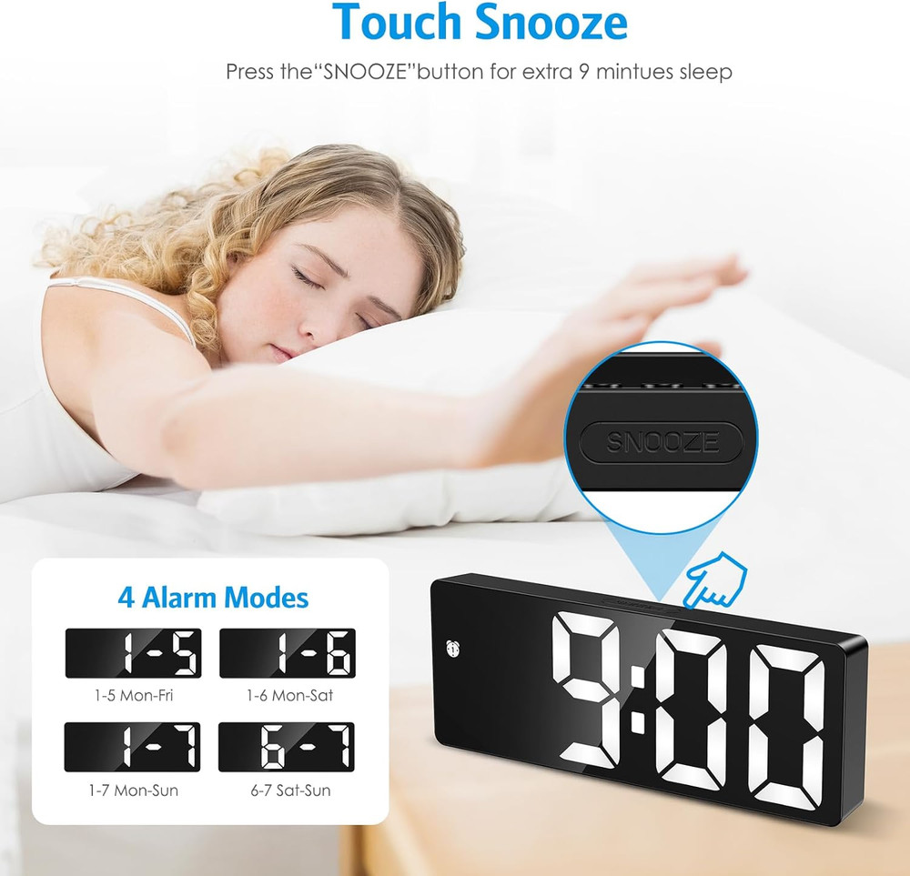 Digital Alarm Clock, Upgraded Small Digital Clock, Digital Clock Large Display,