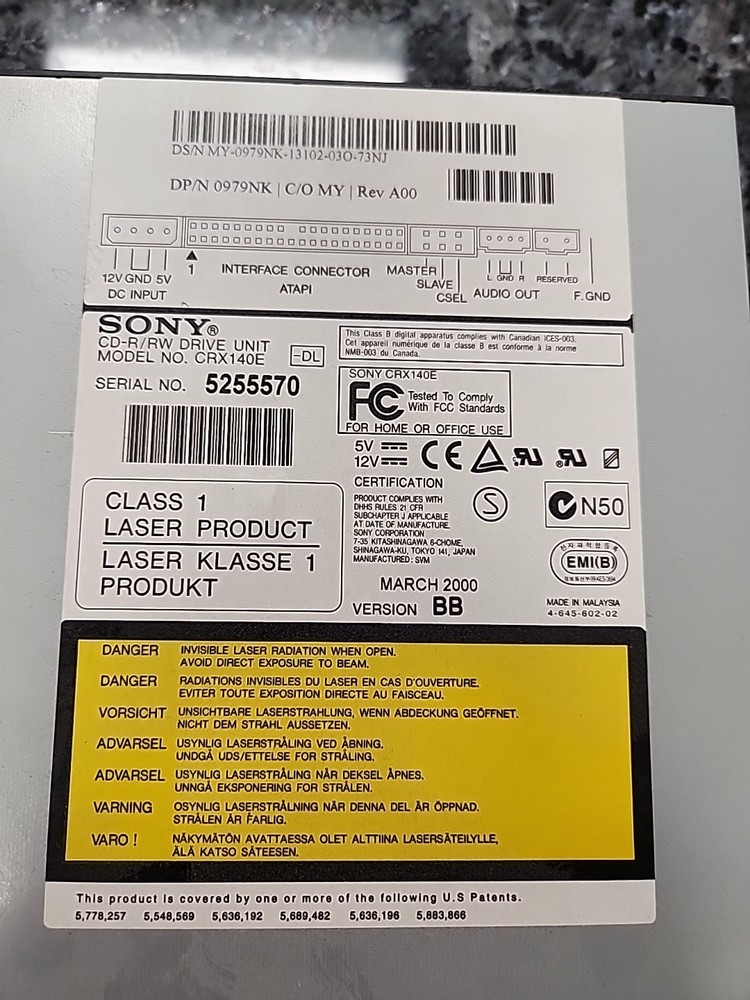Sony CDR RW Drive CRX140E CD Burner Rewrite
