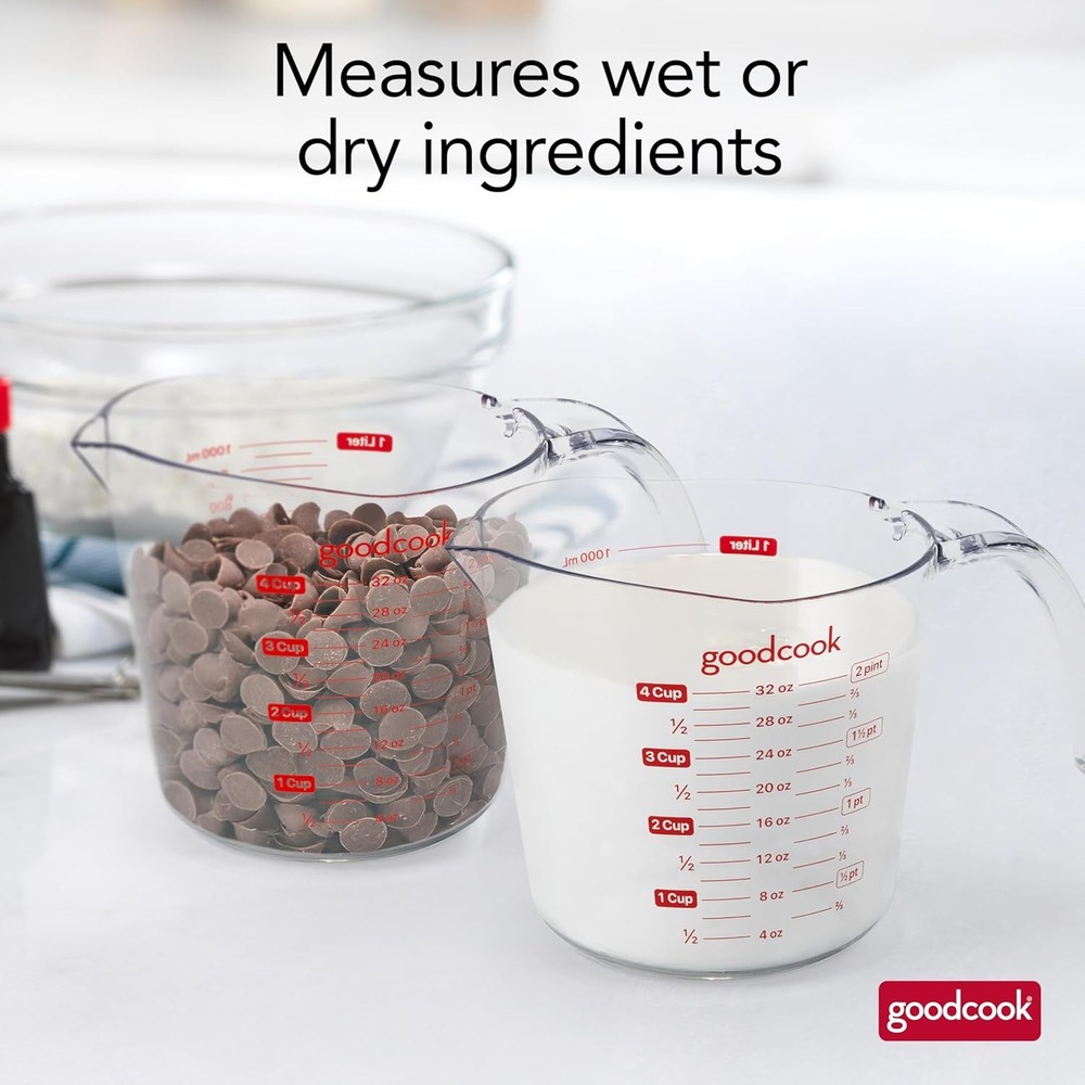 Everyday 4-Cup Liquid Measuring Cup, Clear Plastic with Easy-to-Read Markings