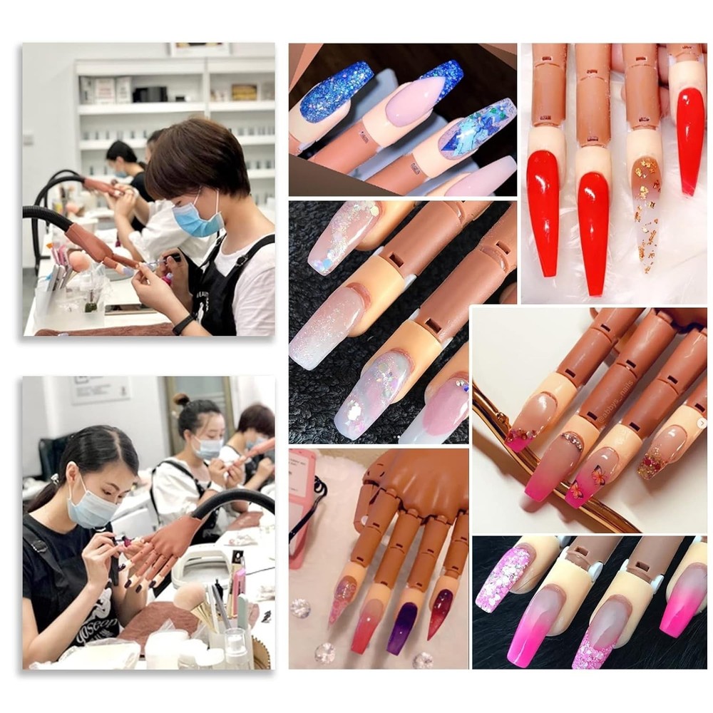 Acrylic Nail Practice Hand with Adjustable Positioning for Beginners Training