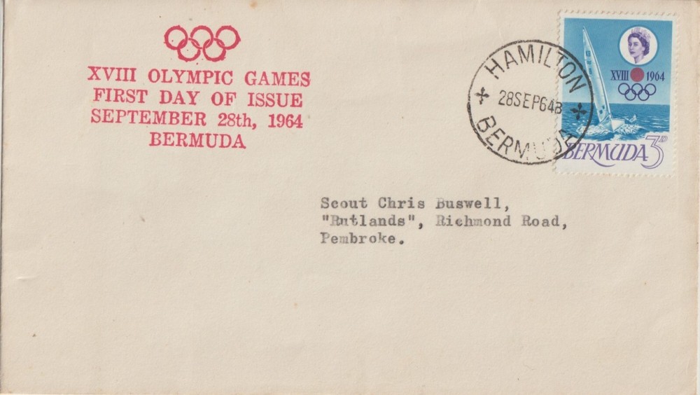 BERMUDA: 1964 FDC XVIII OLYMPIC GAMES # 195