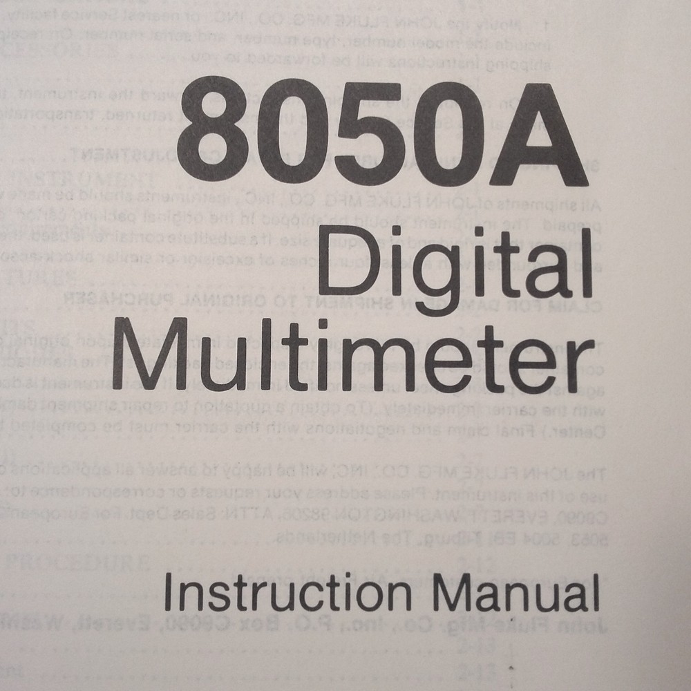 HP 8050A Multimeter Instruction Manual