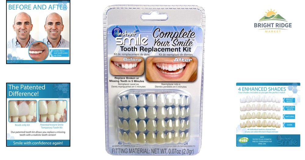 Realistic Tooth Replacement Kit for Missing Teeth with Shaping Tools Included