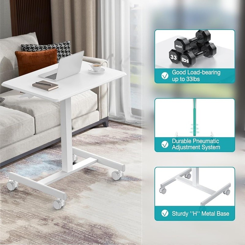 Adjustable Sit Stand Desk Mobile Rolling Lockable Ergonomic Workstation New