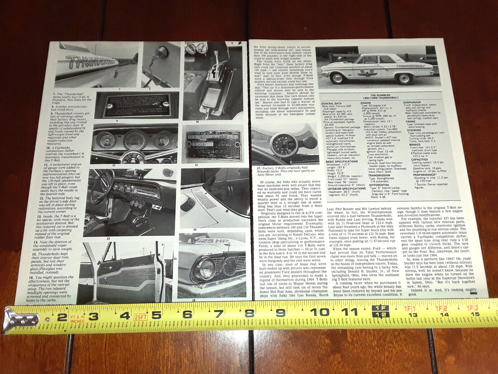 1964 FORD FAIRLANE THUNDERBOLT ORIGINAL 1991 ARTICLE
