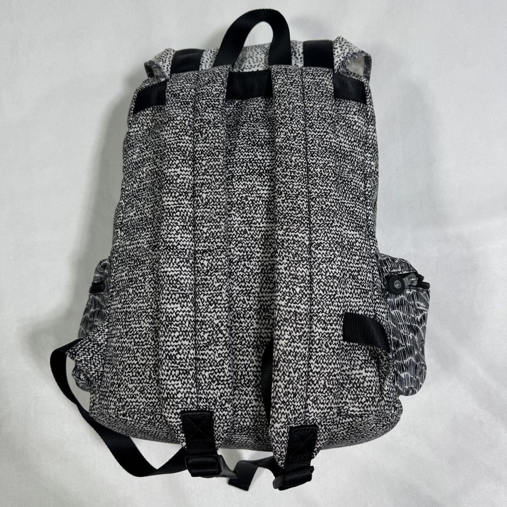 Kipling Black and White Patterned Backpack with Yellow Logo Patch b14