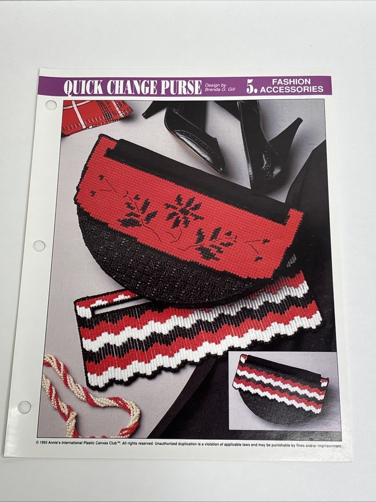 Quick Change Purse Annie's Attic Plastic Canvas Pattern Page