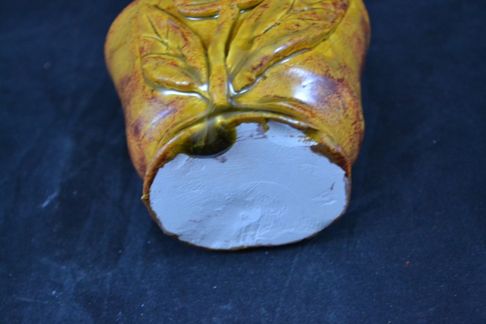 Unknown Maker Yellow Ware Glaze Small Wall Pocket with Flower
