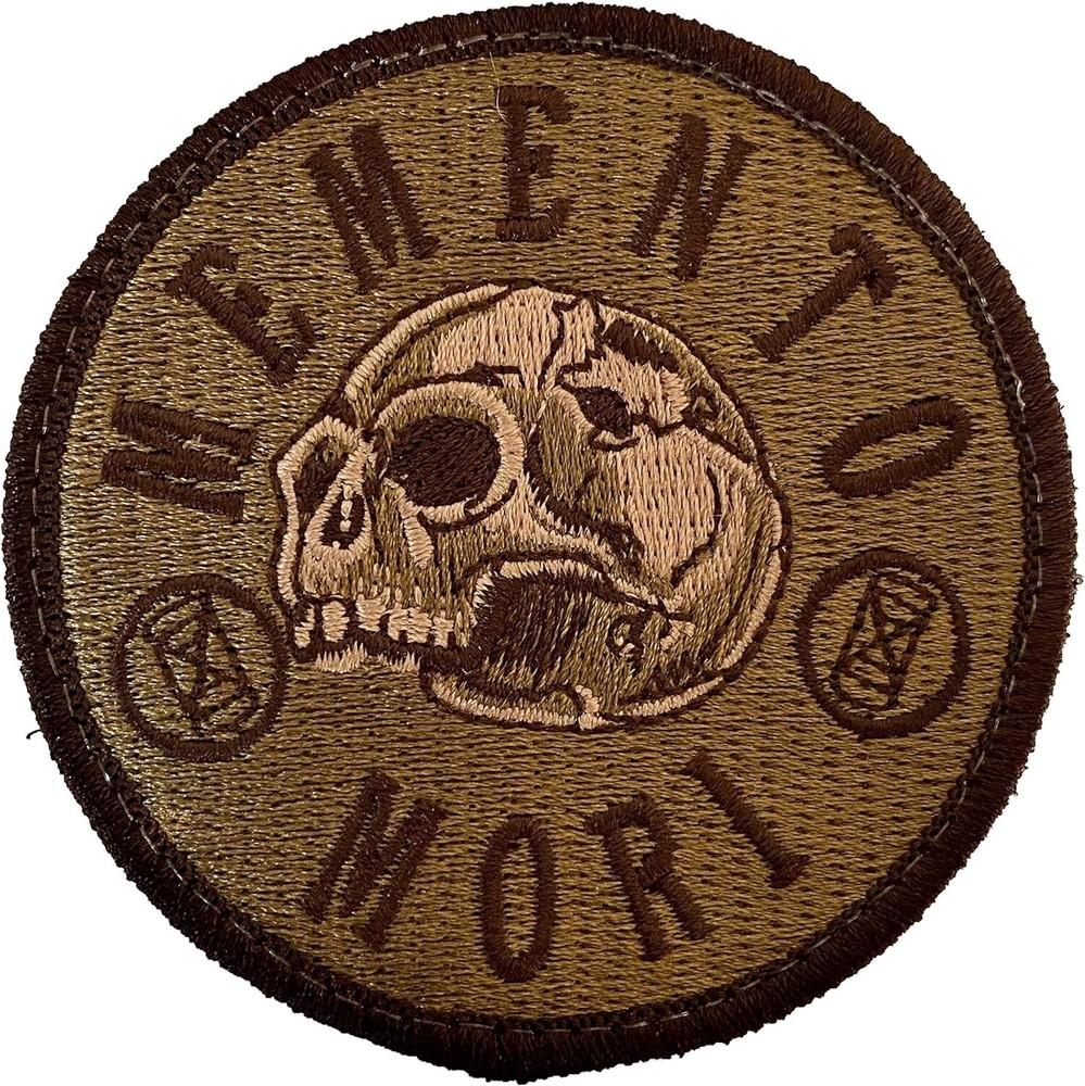 Memento Mori - Embroidered Morale Patch - Tan