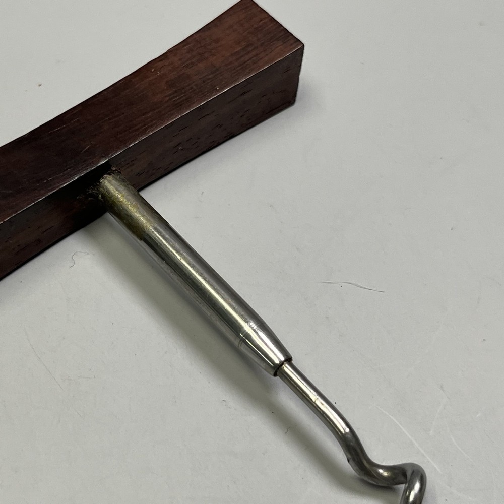 VTG Corkscrew Wine Bottle Opener Barware Walnut Wood Handle MCM Kitchen Tool