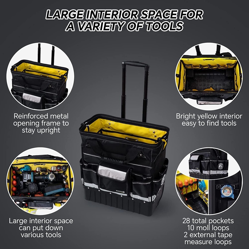 18'' Rolling Tool Bag with Wheels Storage Organizer Rolling Tool Tote,