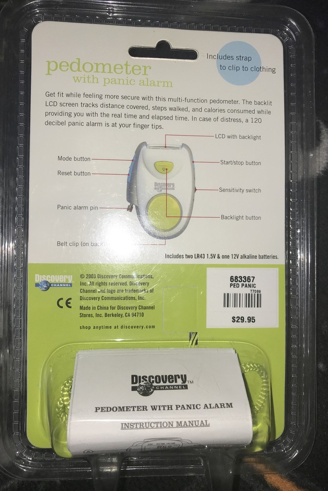 Pedometer with panic button Discovery Channel step Counter with strapClip 683367