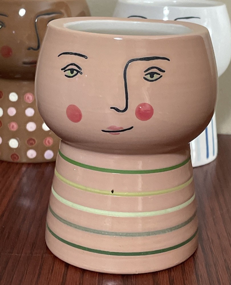 3 Opalhouse Ceramic Face Planters 4.5” NEW