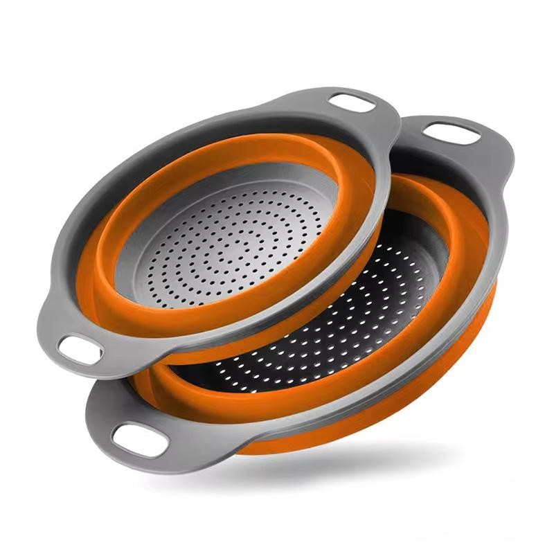 Silicone Folding Drain Basket Collapsible Colander Fruit Vegetable Strainer