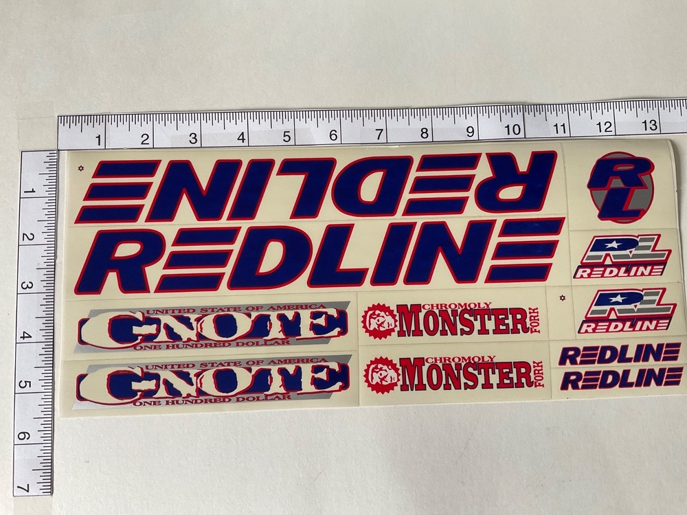 REDLINE Sticker  Set, DarkBlue, Red & White.