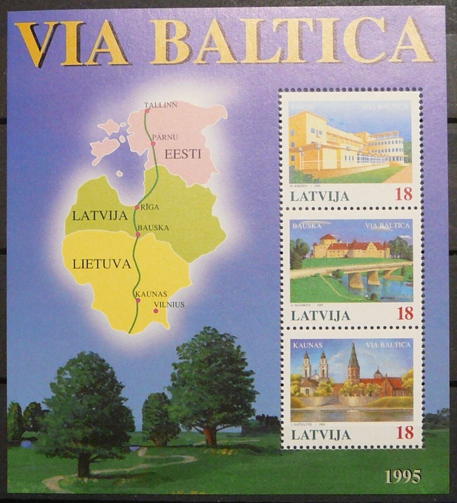 Latvia s. sheet - Via Baltica_1995 - MNH