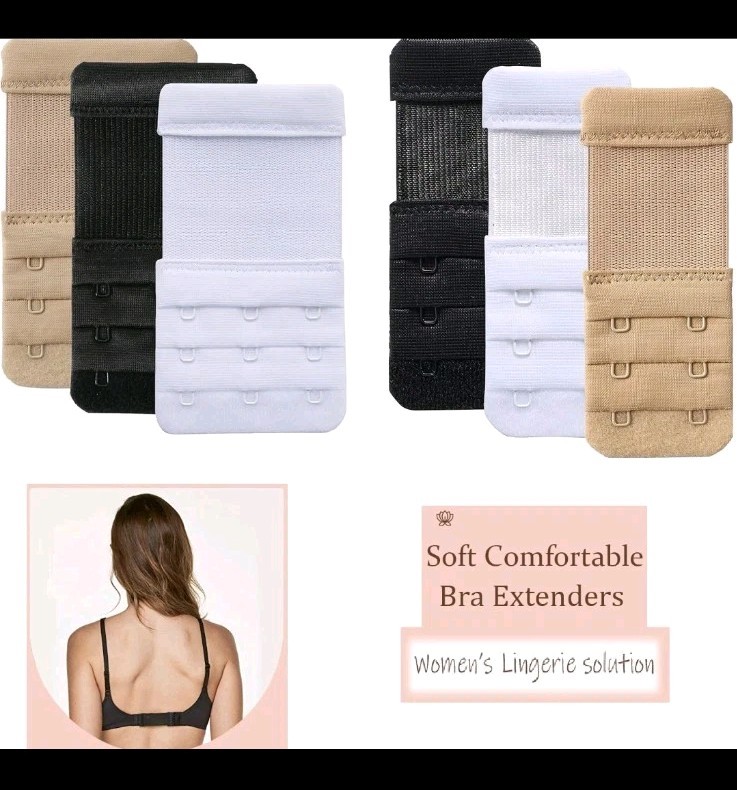 Women's Bra Extender 3 Hook Extension Strap Soft & Comfortable 3pcs