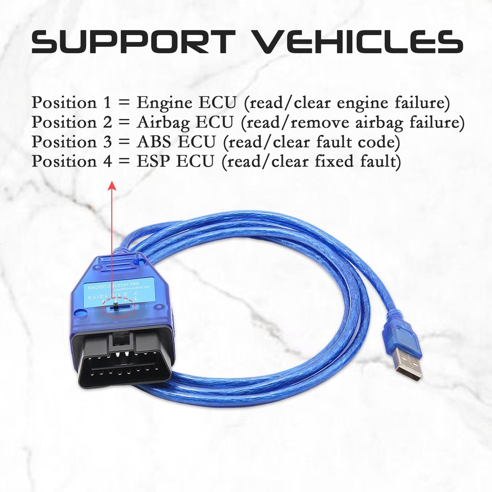 lydesor KKL 409 FiatEcuScan OBD2 Cable with FT232RL Chip,Diagnostic Software...