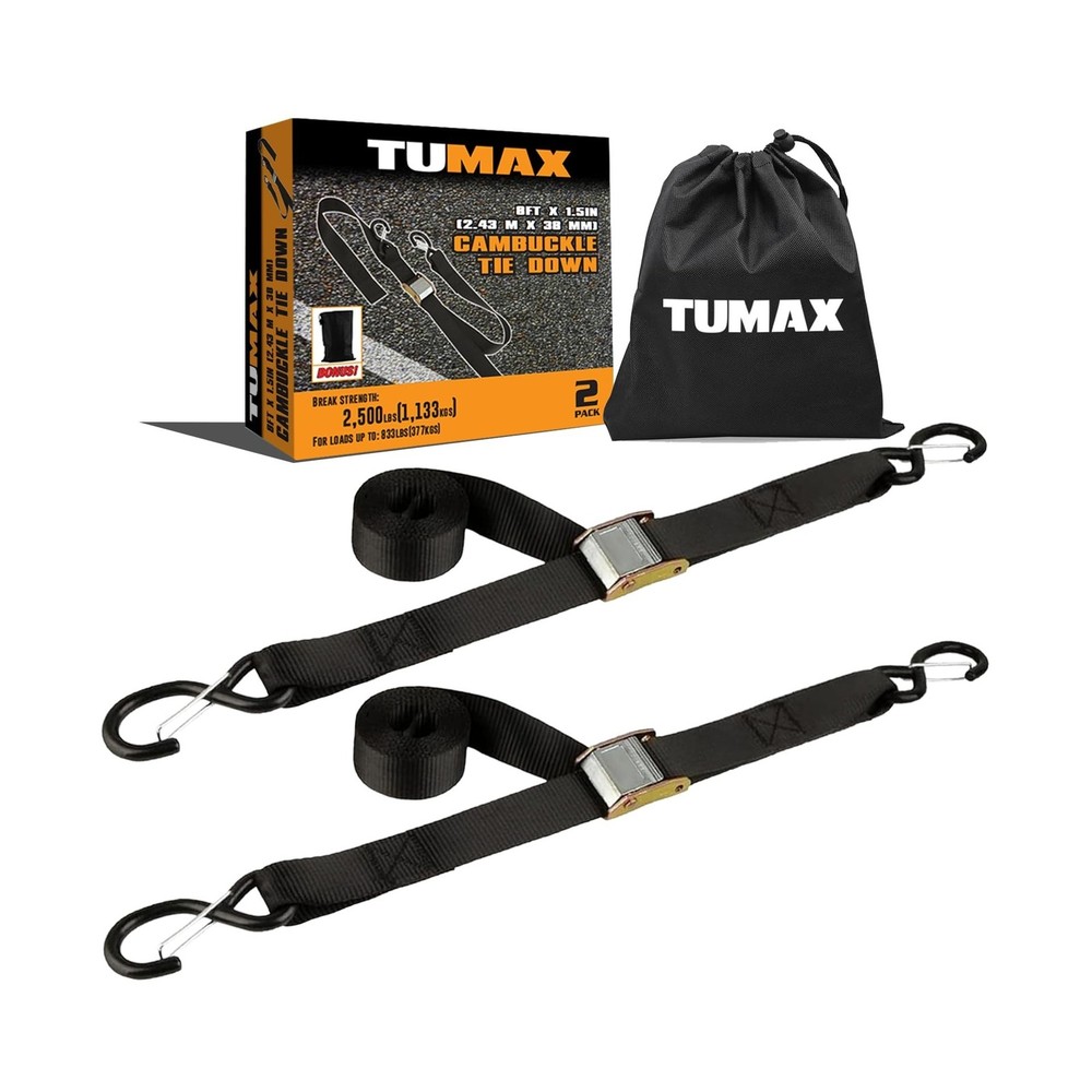 Tie Down Strap Cambuckle Strap - 2500lbs Break Strength, 1.5 in x 8ft Cargo S...