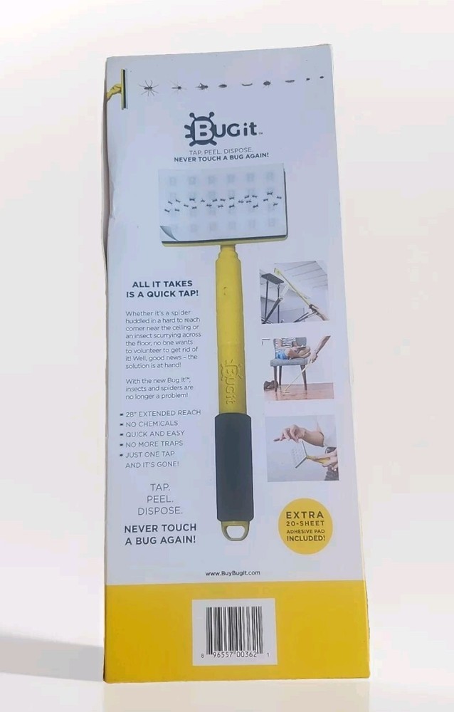 BUGit 28" Extended Reach-NEVER TOUCH A BUG AGAIN! Tap & it's gone!