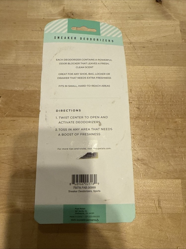 Sneaker Deodorizer Fabfeet! NEW IN PACKAGE