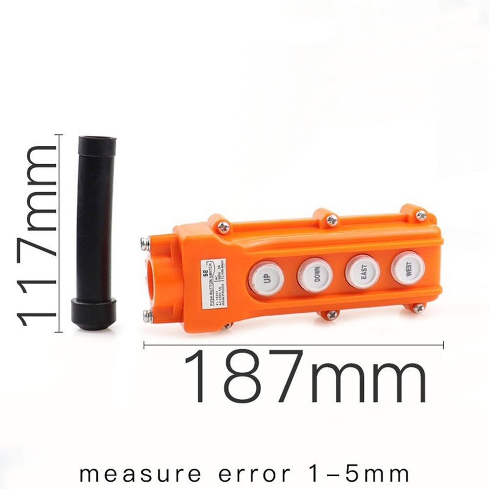 Crane Pendant Switch COB62 4 Way Push Button Orange Rainproof ABS Plastic
