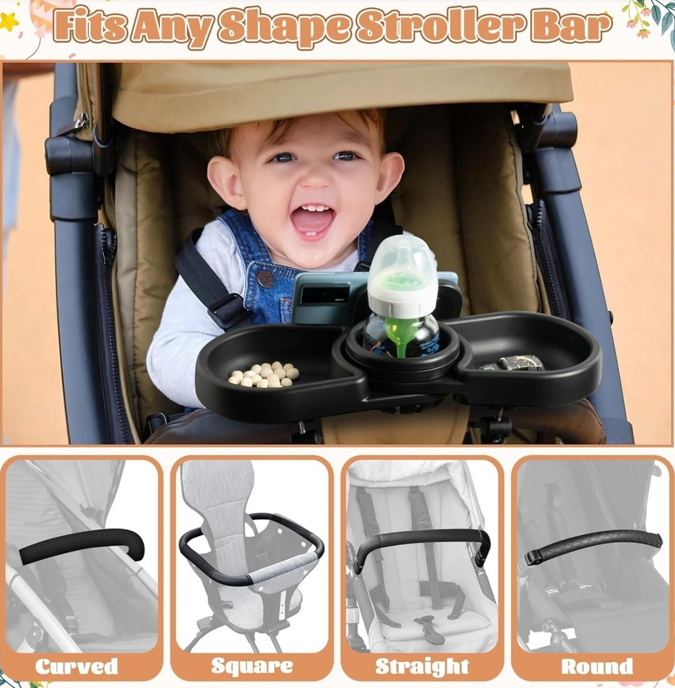 Universal Stroller Snack Tray ,Cup Holder Stroller Tray, Phone Mount