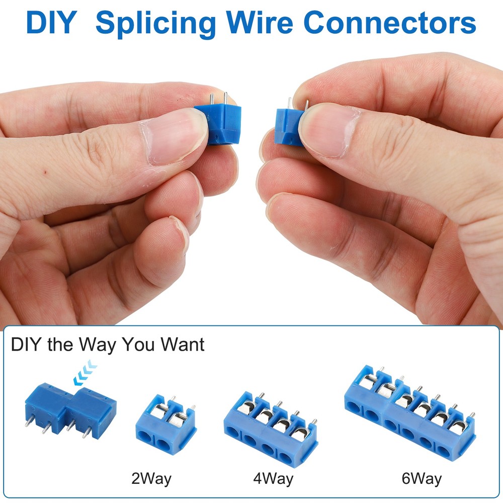 100PCS PCB Screw Terminal Block 2/3/4 Pin 5mm Pitch for Electronics Projects DIY