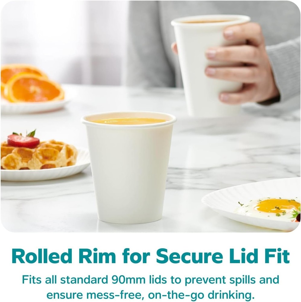 Durable Rolled Rim Paper Hot Cups - 100 Pack for All Your Beverage Needs